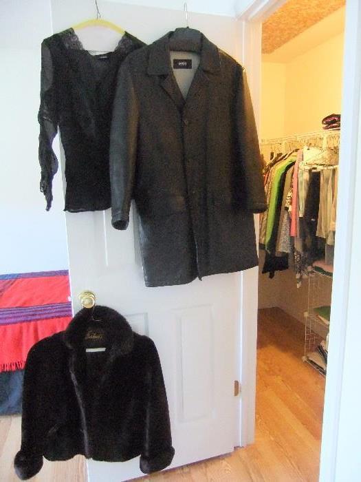 Mens Hugo Boss Leather Coat, Lady Fur Jacket