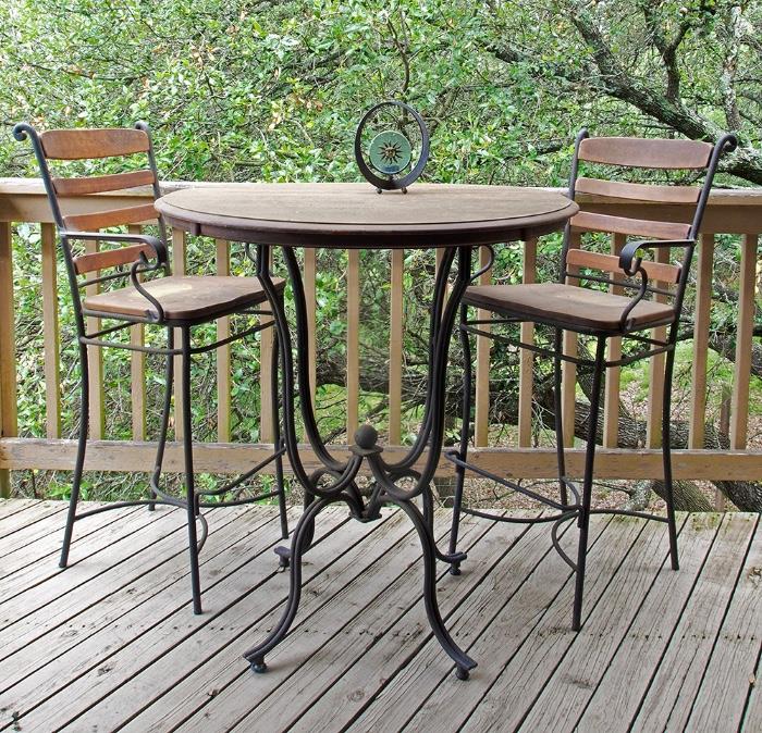 Iron and Wood 3 Piece Bistro Set 37"Dx41"H - 375.00