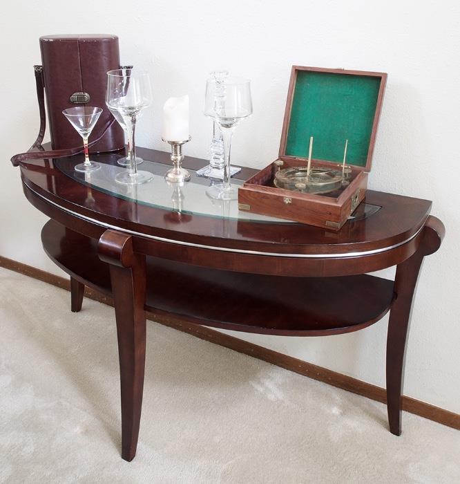 Glass Top Demilune Entry Table 54"x29.5" - 120.00