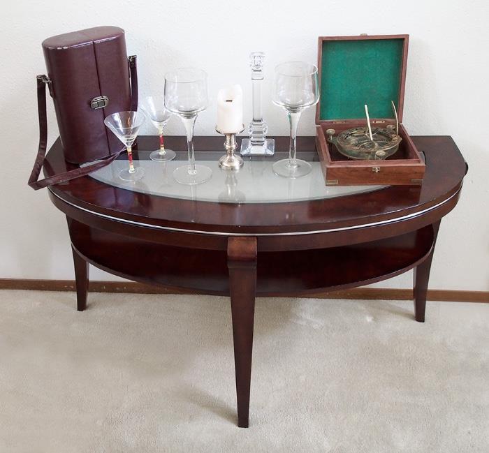 Glass Top Demilune Entry Table 54"x29.5" - 120.00