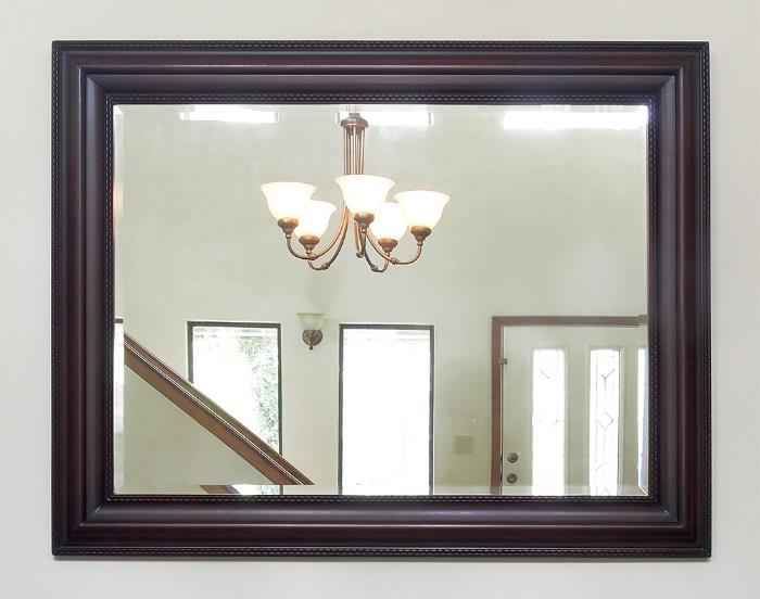 Black Mahogany Lacquer Frame Beveled Glass Mirror 51"x40" - 135.00