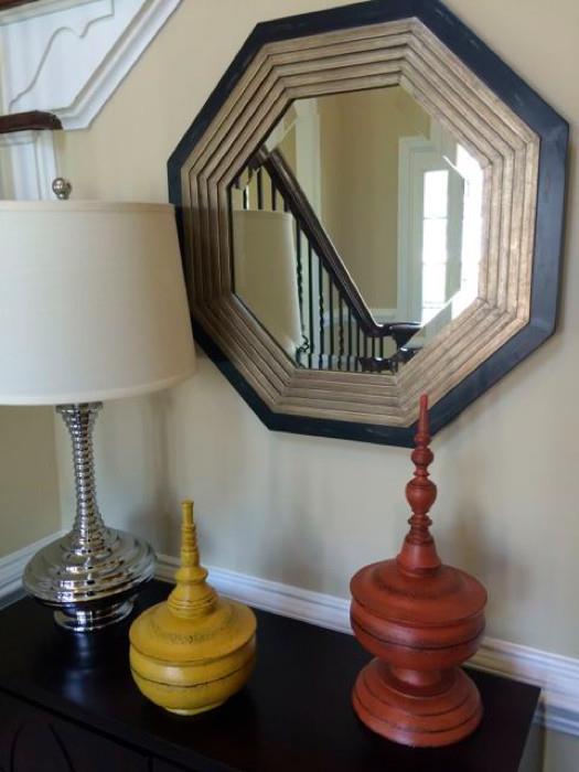 Wall mirror, Lite source table lamp and home decor