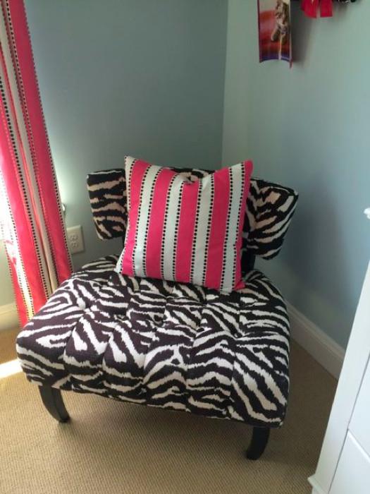 Powell Furniture "lady slipper" zebra print accent chair