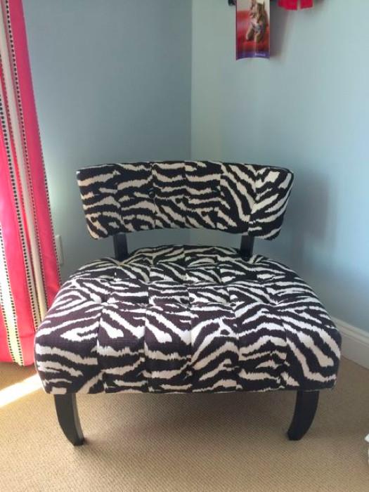 Powell Furniture "lady slipper" zebra print accent chair