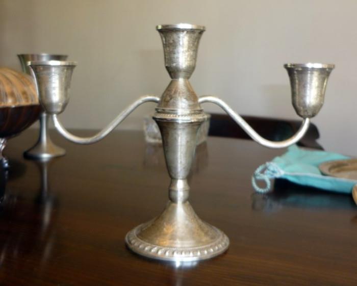 Sterling Silver 3 Candlestick Candelabra, Weighted   http://bid.auctionbymayo.com/view-auctions/catalog/id/7753/lot/987155/?url=%2Fview-auctions%2Fcatalog%2Fid%2F7753%2F 