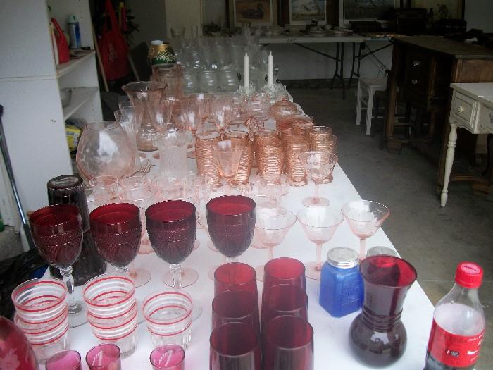 tables of depression and clear crystal glass