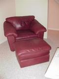 Italian leather chair with ottoman