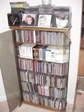CDs and shelving unit