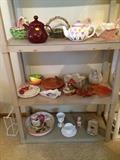 tea pots & a variety of holiday serving dishes