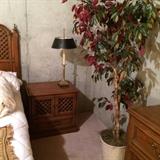 2nd matching bedside table, another lg. artificial plant