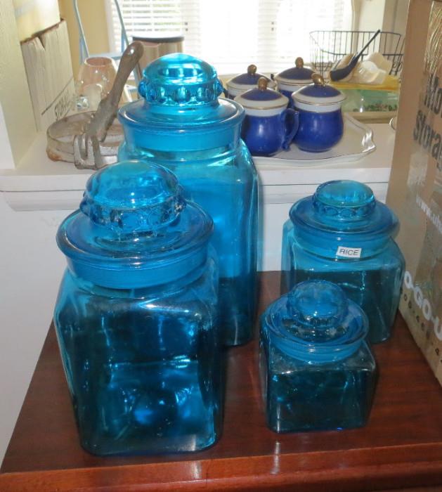 Blue Glass Canister Set