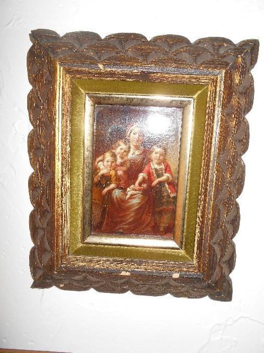 OIL PAINTING MOTHER AND THREE CHILDREN
