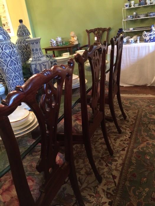          Glass top dining table with 8 chairs