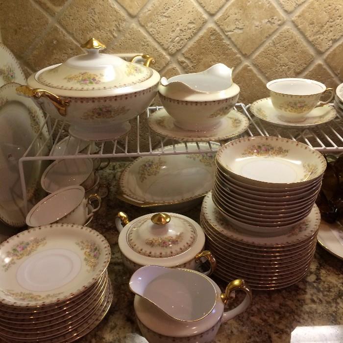         One of five different sets of china