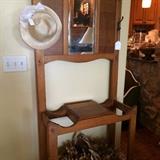       Primitive hall tree with beveled mirror