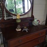 Darling two-drawer antique dresser with beveled mirror