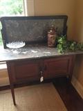            Antique marble top wash stand