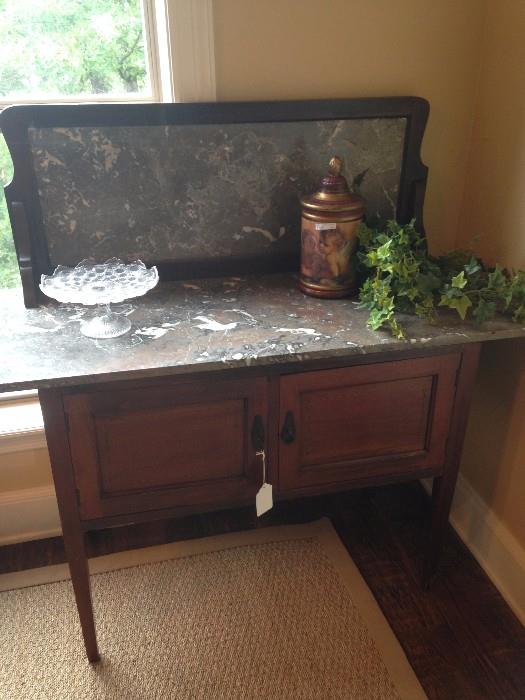            Antique marble top wash stand