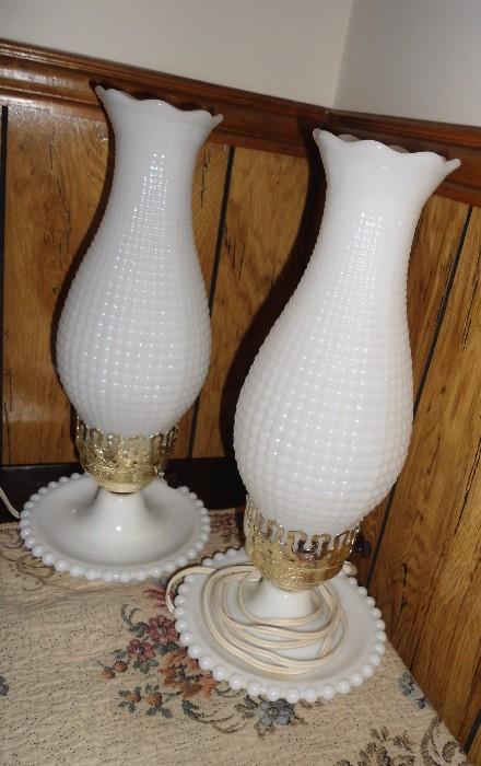 Hob-nail pair of lamps...Several lamps, mirrors, Vintage and Antique items....Hand=made Quilts....
