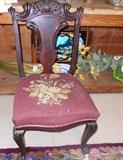 Antique victorian chair with needlepoint seat