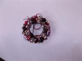 pink and red rhinestone wreath pin