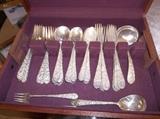 Alvin Sterling Silver flatware, Bridal Bouquet Repousse, setting for 6 plus extra 