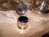 silver plate with cobalt liner