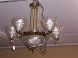 Brass and glass chandelier