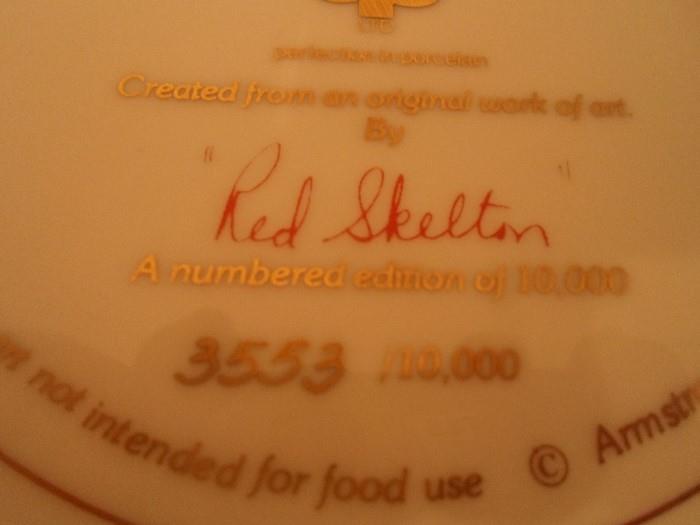 Back of Red Skelton Plate - signed &numbered