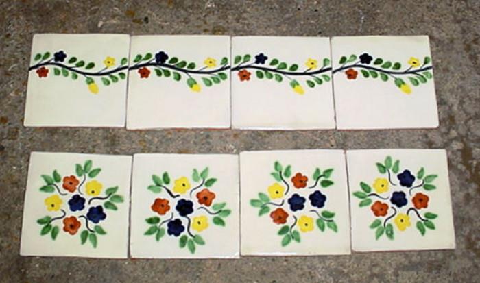 4" x 4" clay tiles hand painted