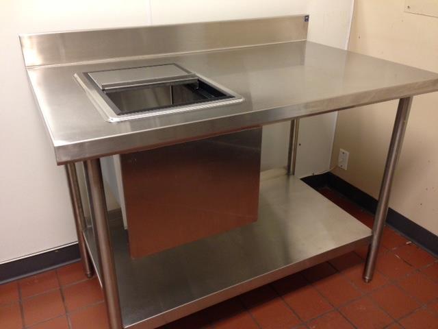 Stainless Steel Work Table W/Drop-In Ice Bucket Purchased NEW from Hockenbergs Sept. 2013     Excellent Condition                                                      Asking Price - $489      Orig. Price - $834