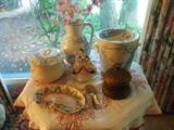 Antique chamber pots and pitcher.