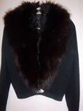 1950s wool sweater with fur collar