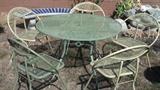 1950s folding patio set. Both table and chairs fold.