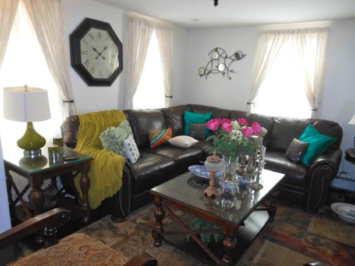 Living room with leather sectional