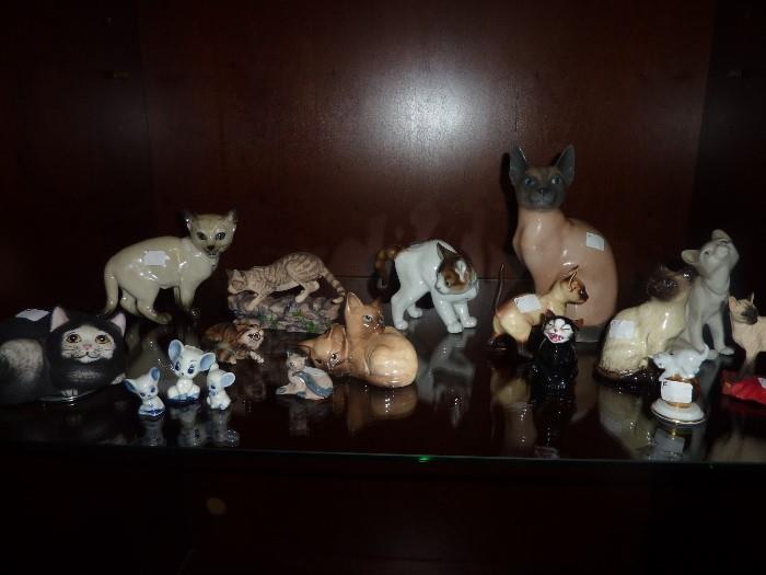Cats by Beswick, Royal Coppenhage, Limoges, Royal Staffordshire