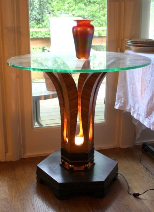RARE- Edward Wormley lighted table by Dunbar. 