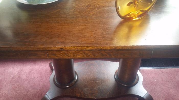 Oak desk close up