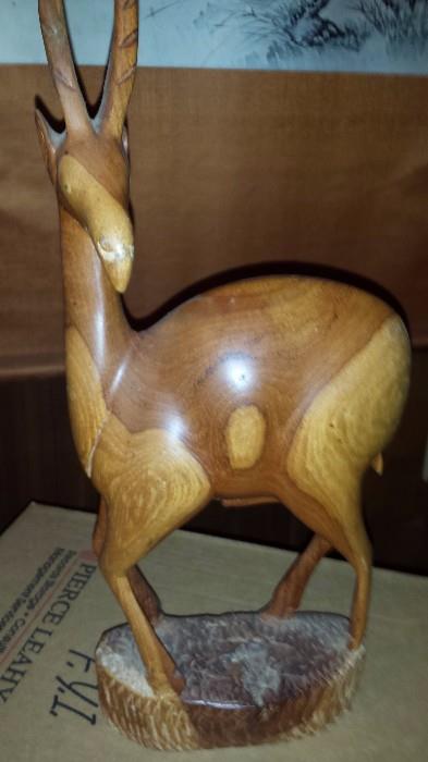 African Red Wood Hand Carved Antelope - Ghana Africa