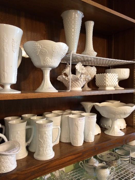           Large selection of milk glass