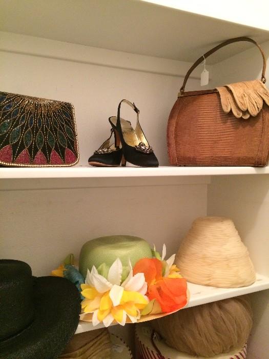        Evening bag & shoes;  vintage purse