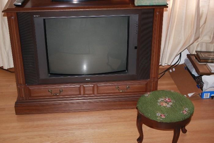 vintage tv and footstools