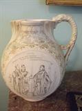 Large wash bowl pitcher with quotations from The Merchant of Venice