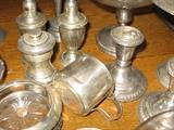 Sterling baby cup, candleholders, coasters, etc.