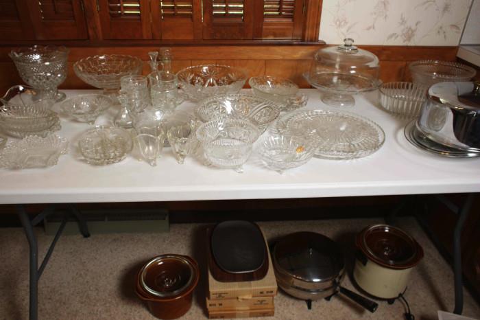 Many vintage glass items.