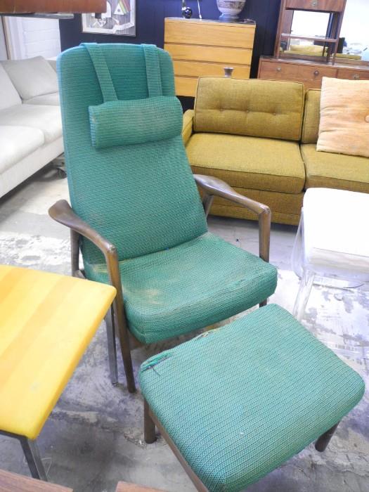 Classic Danish Modern chair and ottoman