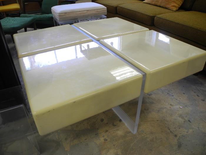 Lucite and "Goat Skin" coffee table attributed to Karl Springer. 