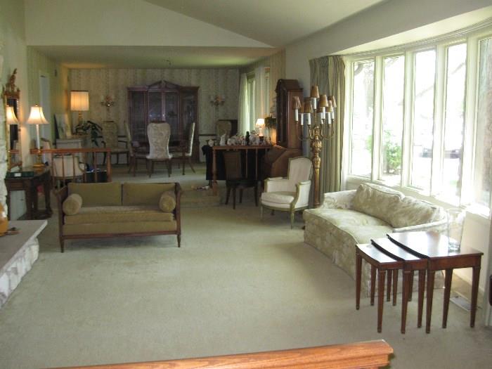 View of living room and dining room