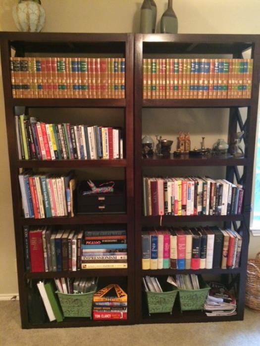 2 Matching Hardwood Bookcases. Books and Accessories Sold Separately.