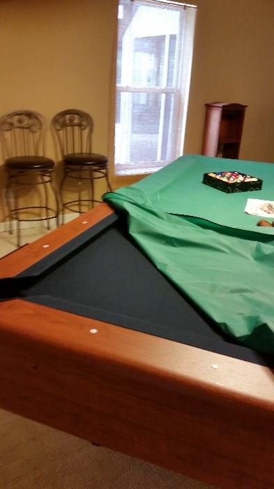 mint condition pool table, with blue felt